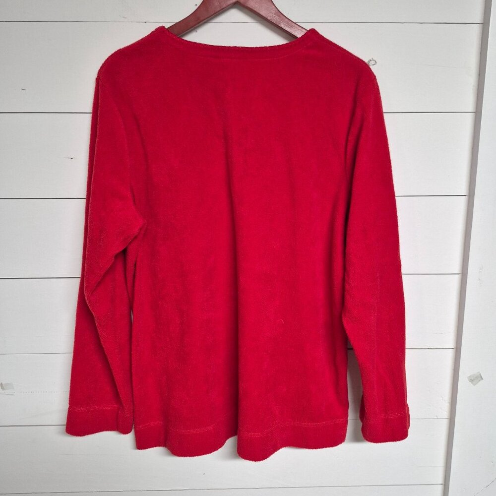 Vintage Ladies Red Christmas Snowman Sweatshirt XL White Stag Winter Holiday Top - Picture 4 of 4